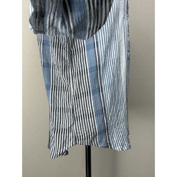 Women's Large Lucky Brand Blue Striped Long Sleeve Blouse Top V-Neck Casual - Picture 5 of 15